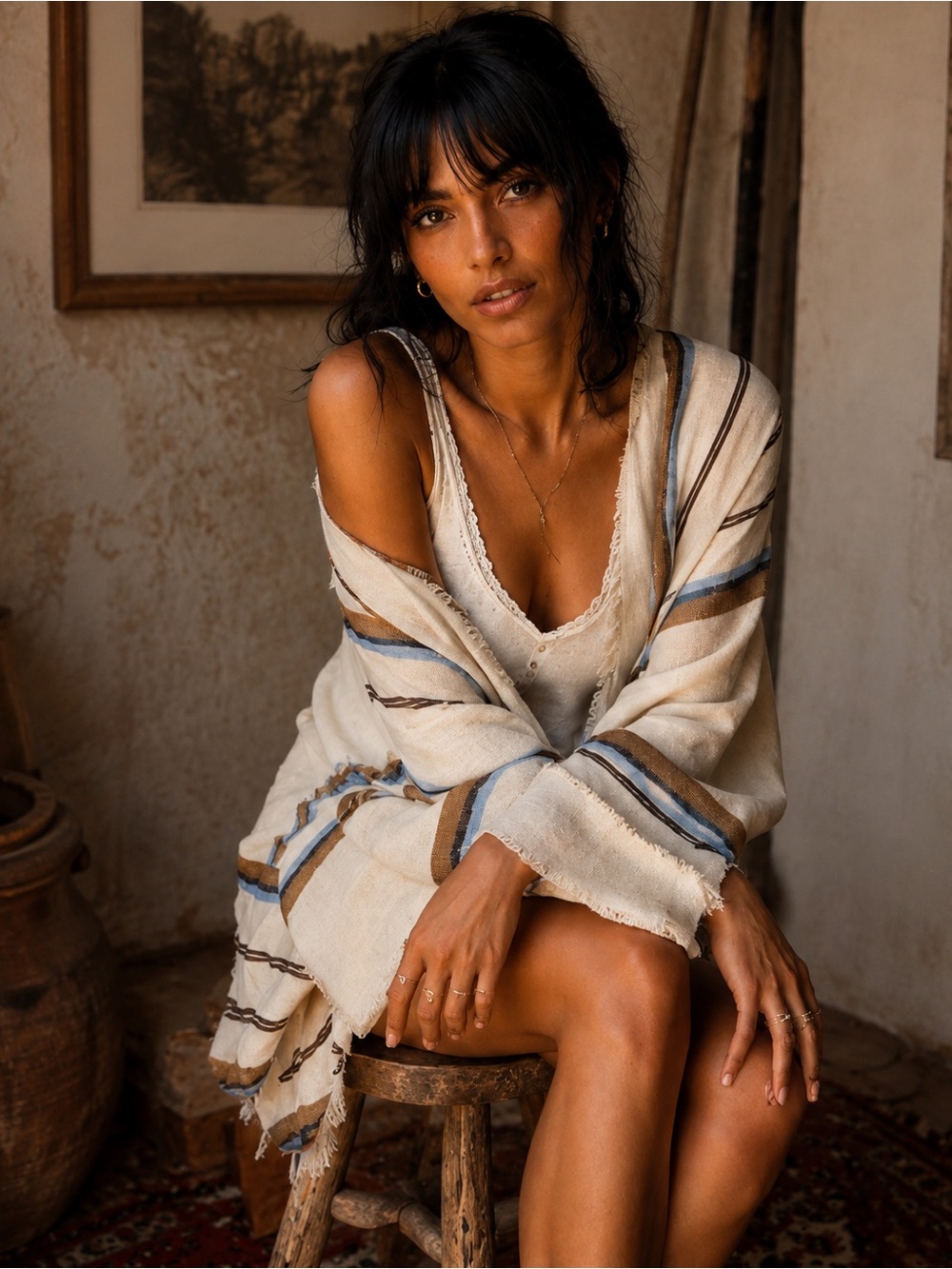 Free People Striped Ruana Kimono Wrap | One Size